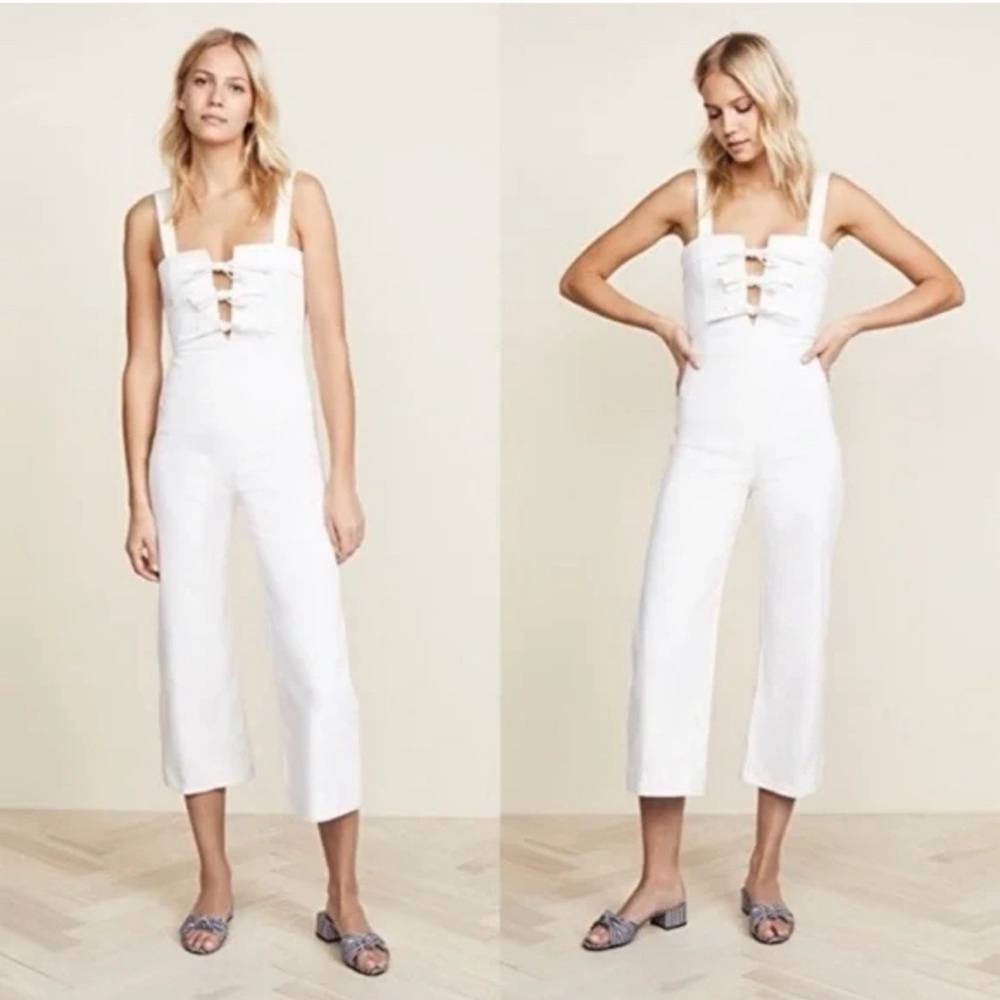 Anthropologie White Strappy Cropped Jumpsuit